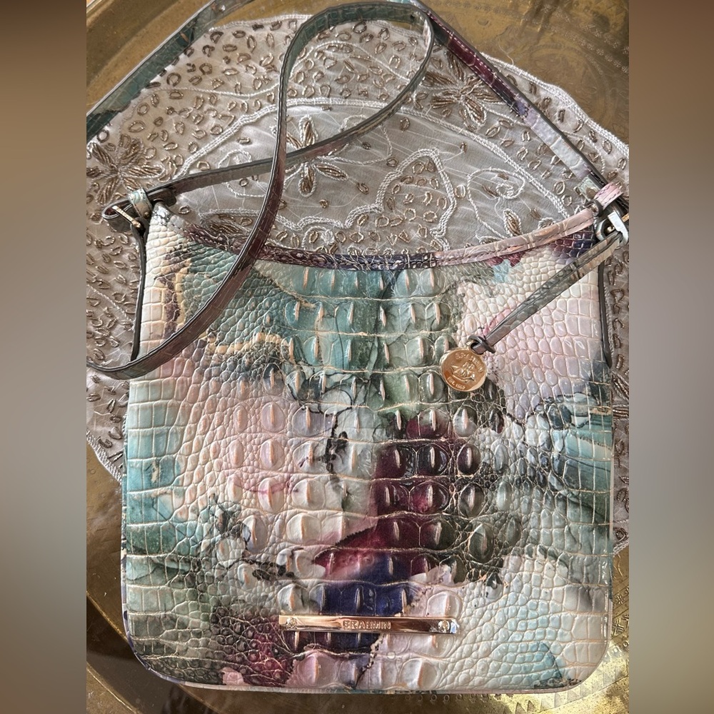 Brahmin Jody Nirvana Melbourne Crocodile Embossed Genuine Leather Cross Body Bag